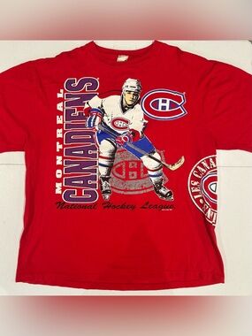 Vintage 90’s Waves Montreal Canadiens NHL Hockey t shirt size XL 1991 1992